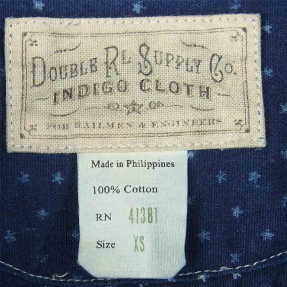 RRL ダブルアールエル 41381 チンストラップ スター柄 長袖 ワーク シャツ コットン ネイビー系 XS【中古】