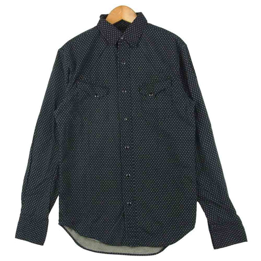 RRL ダブルアールエル ドット ウエスタン 長袖 シャツ コットン フィリピン製 ブラック系 XS【中古】