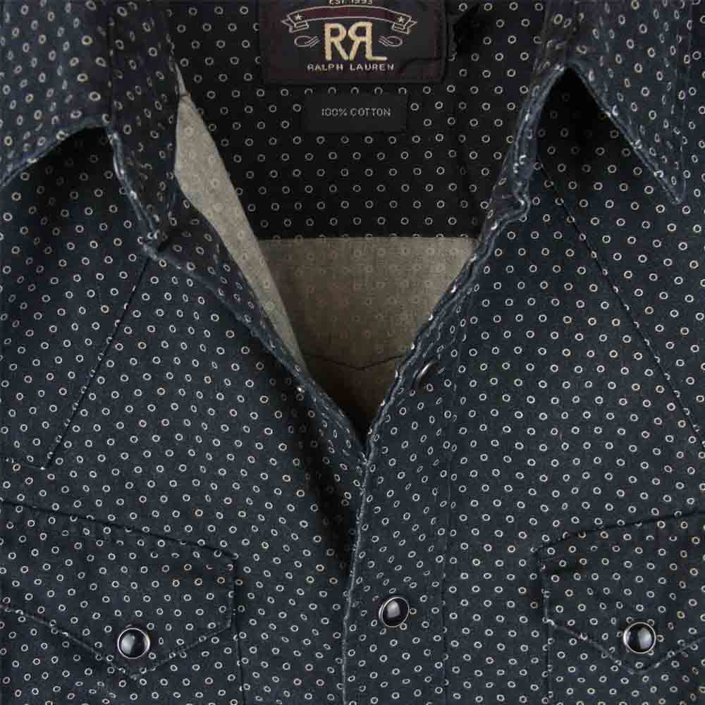 RRL ダブルアールエル ドット ウエスタン 長袖 シャツ コットン フィリピン製 ブラック系 XS【中古】