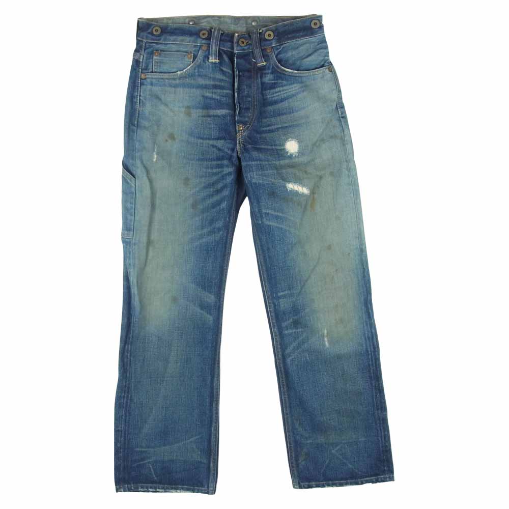 RRL ダブルアールエル USA製 シンチバック ダメージ リペア 加工 ペインター デニム パンツ インディゴブルー系 28【中古】