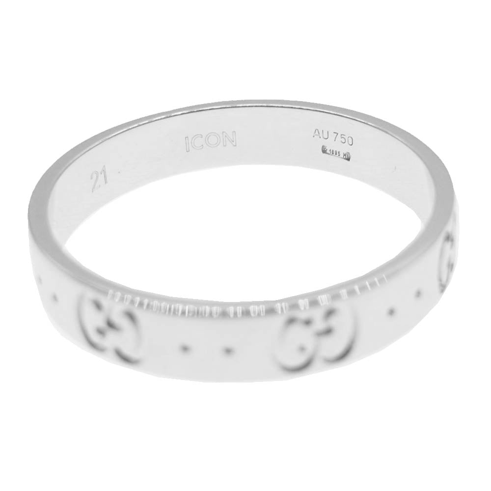 GUCCI グッチ 【新品仕上げ済み】K18WG ICON SLIM RING アイコン スリム リング シルバー系 21【極上美品】【中古】