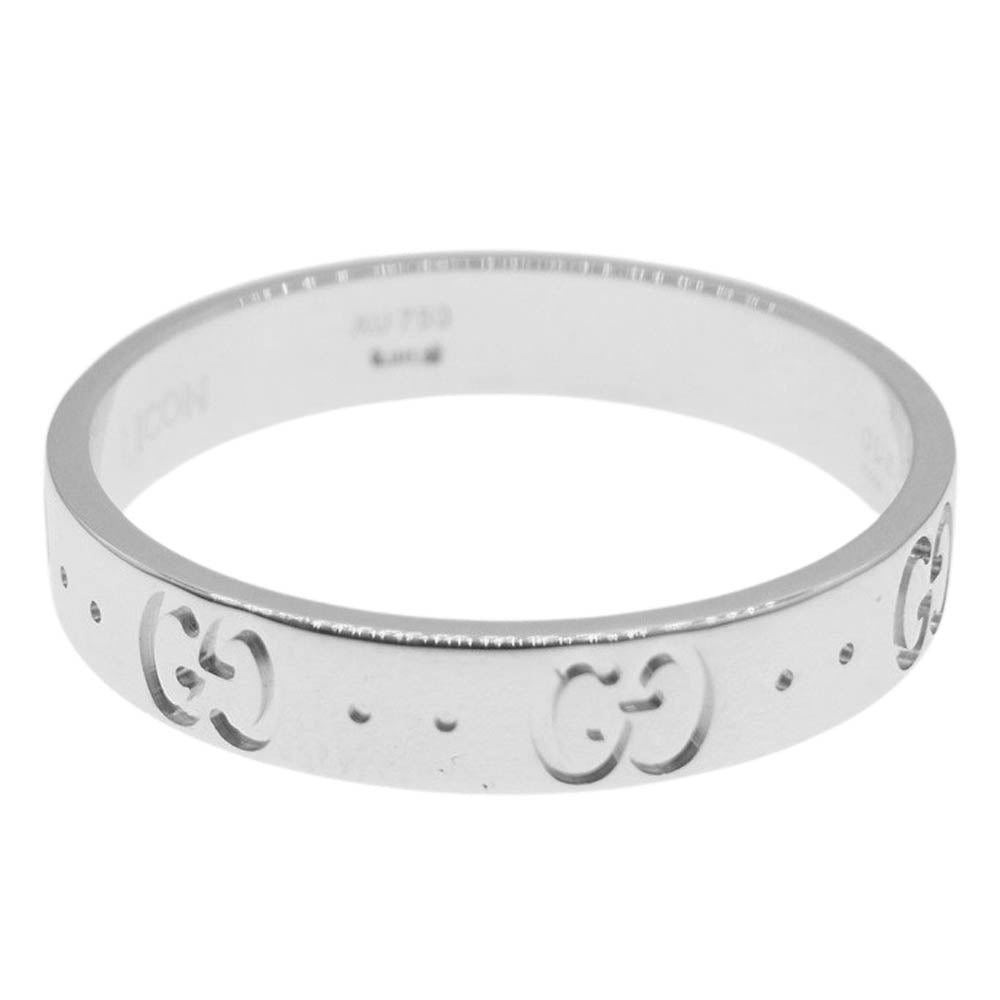 GUCCI グッチ 【新品仕上げ済み】K18WG ICON SLIM RING アイコン スリム リング シルバー系 21【極上美品】【中古】