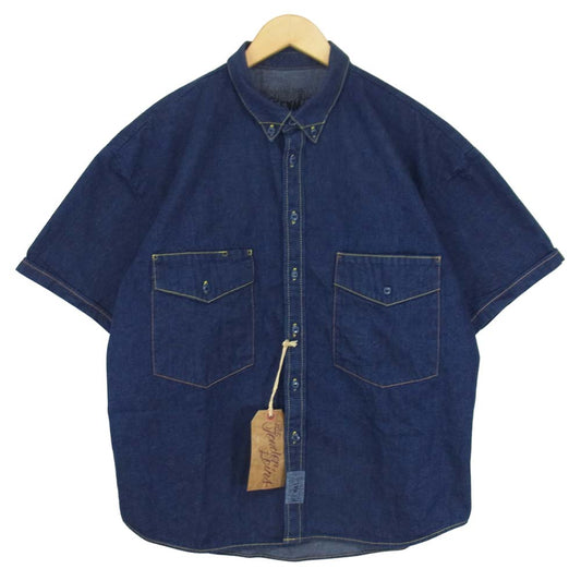 TENDERLOIN テンダーロイン 21SS WORK SHT B.D DENIM S/S WASH デニム ワーク 半袖 シャツ インディゴブルー系 S【中古】