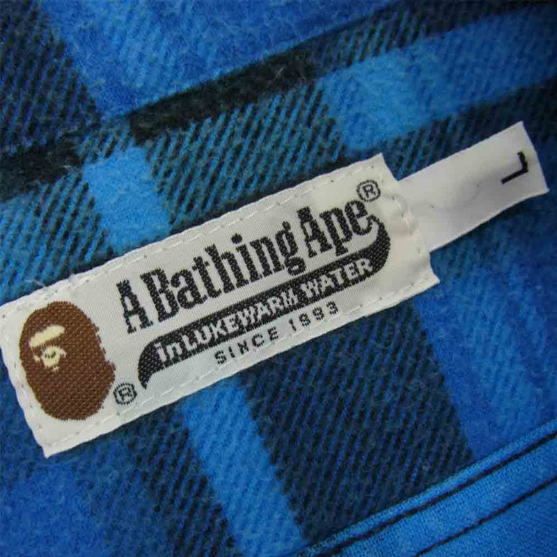 A BATHING APE アベイシングエイプ チェック シャツ ブルー系 L【中古】