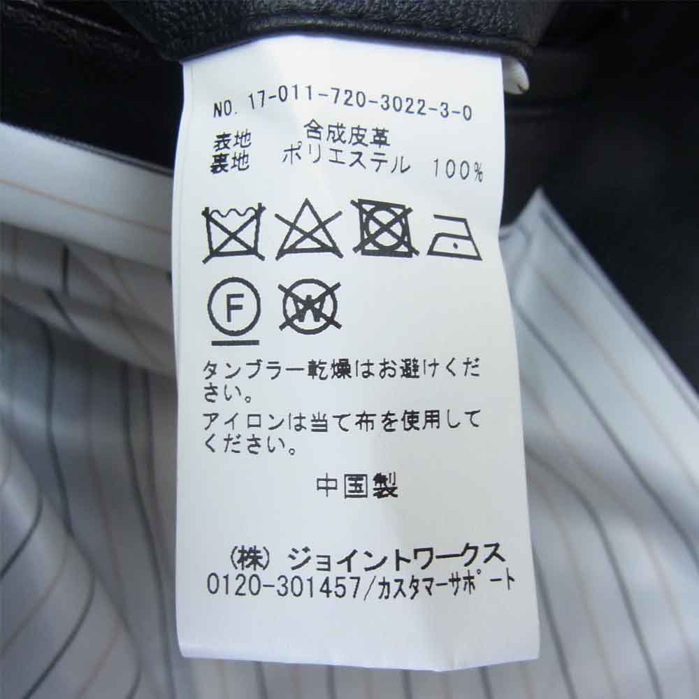ジョイントワークス シングル ライダース フェイクレザー ジャケット ブラック系 L【中古】