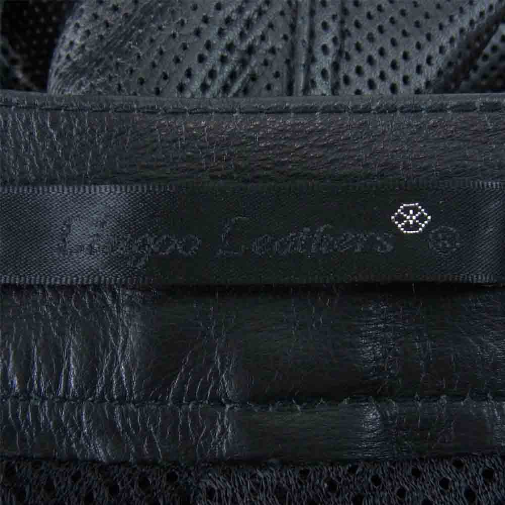 リューグーレザーズ パンチドホール 牛革 レザー 5ポケット パンツ ブラック系 34【中古】