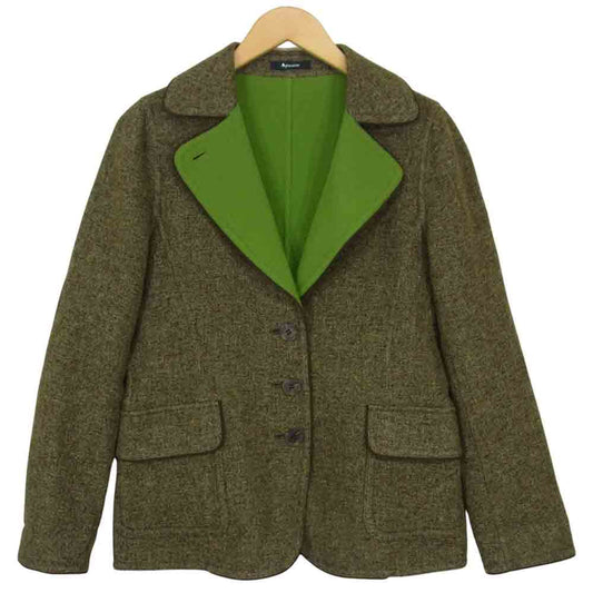 Aquascutum アクアスキュータム シルク混 アンゴラ ウール 3B ツイード ジャケット ブラウン系【中古】