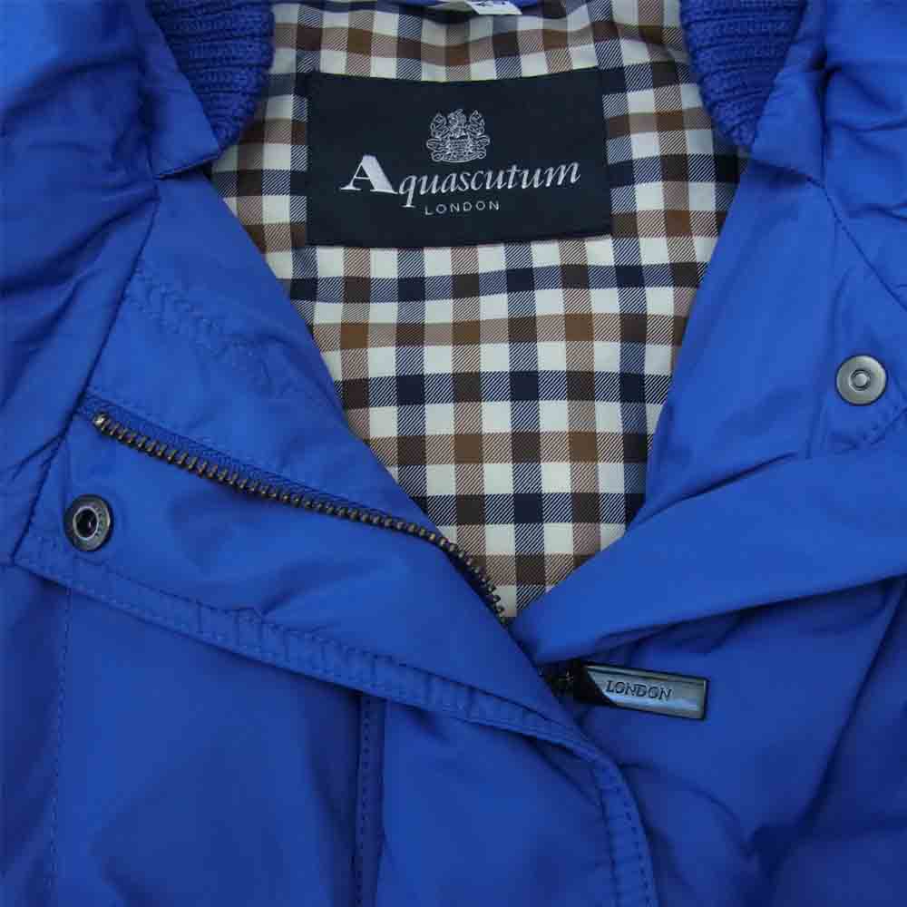Aquascutum アクアスキュータム 1255475-35 フード付き ダウン ジャケット ブルー系【中古】