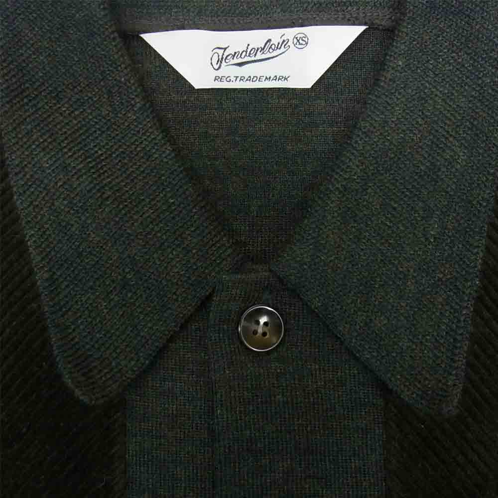 TENDERLOIN テンダーロイン T-J.O SWEATER コーデュロイ ウール 切替 ニット シャツ カーキ系 XS【中古】