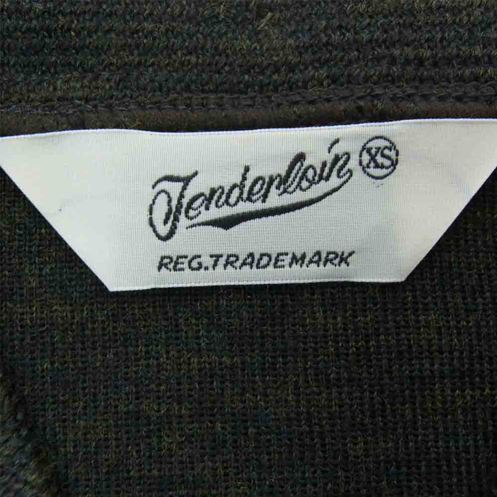 TENDERLOIN テンダーロイン T-J.O SWEATER コーデュロイ ウール 切替 ニット シャツ カーキ系 XS【中古】