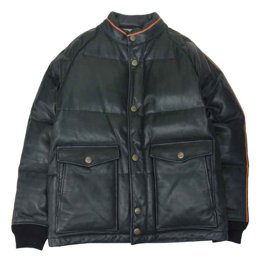 TENDERLOIN テンダーロイン T-RACING LEATHER レザー レーシング ダウン ジャケット ブラック系 S【中古】