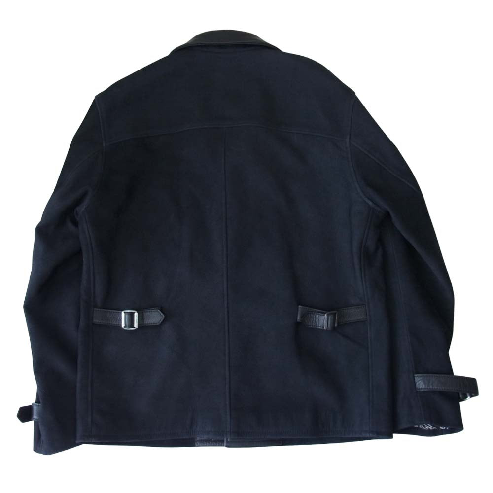 TENDERLOIN テンダーロイン T-NUBUCK JKT 裏地 ウルフ柄 ヌバック レザー ジャケット ブラック系 ダークネイビー系 S【中古】