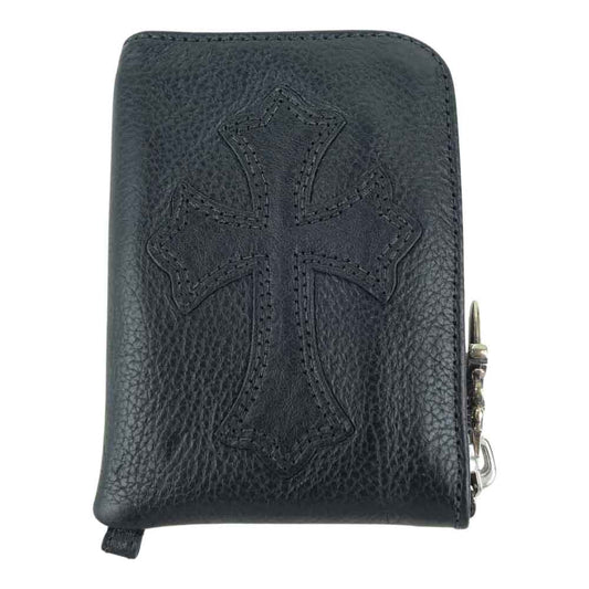 CHROME HEARTS クロムハーツ（原本無） WALLET ZIP TINY セメタリークロス パッチ タイニージップ ヘビーレザー ウォレット ブラック系【美品】【中古】