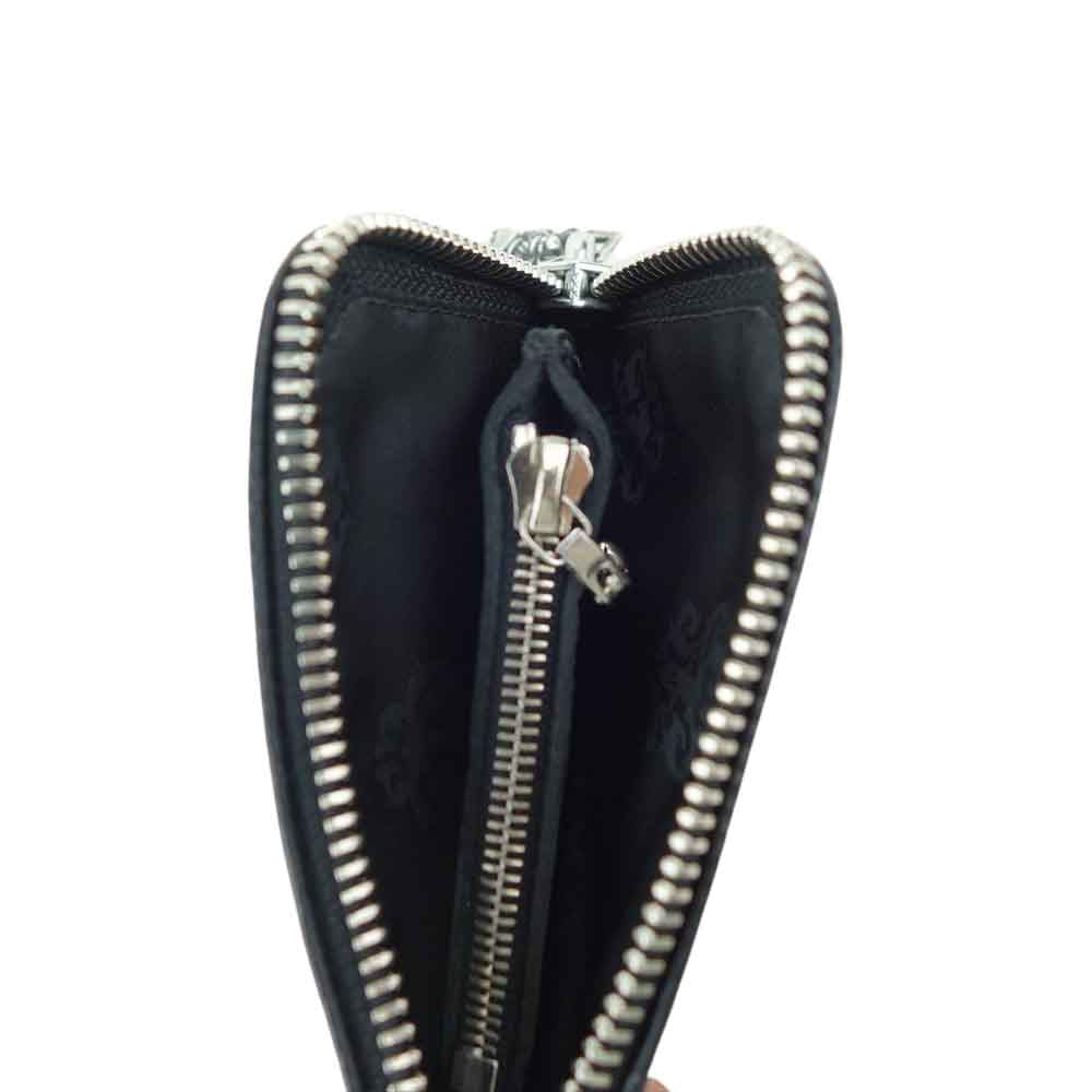 CHROME HEARTS クロムハーツ（原本無） WALLET ZIP TINY セメタリークロス パッチ タイニージップ ヘビーレザー ウォレット ブラック系【美品】【中古】