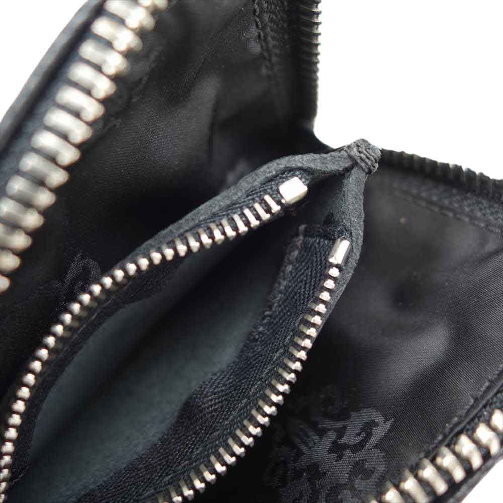 CHROME HEARTS クロムハーツ（原本無） WALLET ZIP TINY セメタリークロス パッチ タイニージップ ヘビーレザー ウォレット ブラック系【美品】【中古】