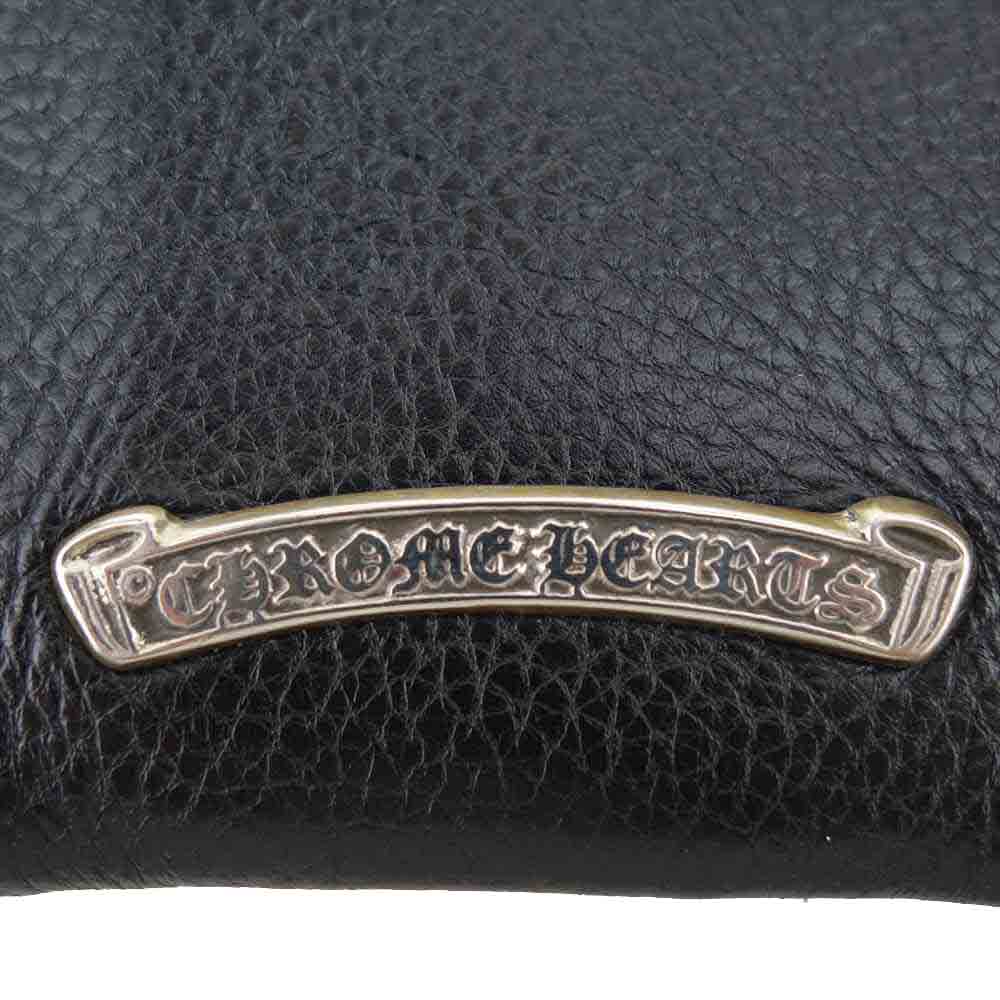 CHROME HEARTS クロムハーツ（原本無） WALLET ZIP TINY セメタリークロス パッチ タイニージップ ヘビーレザー ウォレット ブラック系【美品】【中古】