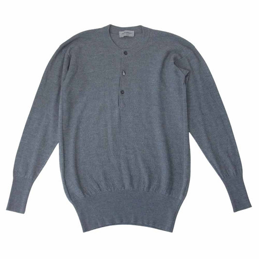 JOHN SMEDLEY ジョンスメドレー ヘンリーネック ウール ニット カットソー グレー系 S【中古】