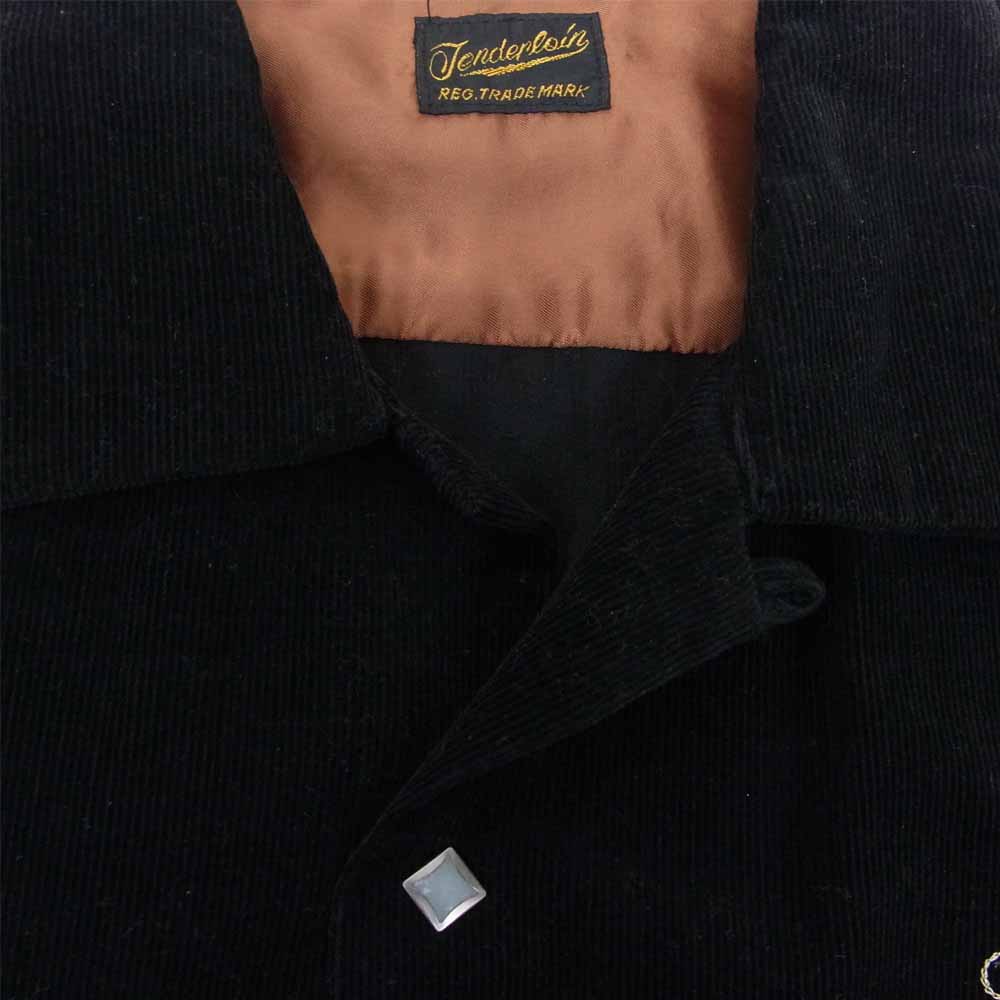 TENDERLOIN テンダーロイン T-CORDUROY SHT チェーン刺繍 コーデュロイ ウエスタンシャツ ブラック系 XS【中古】