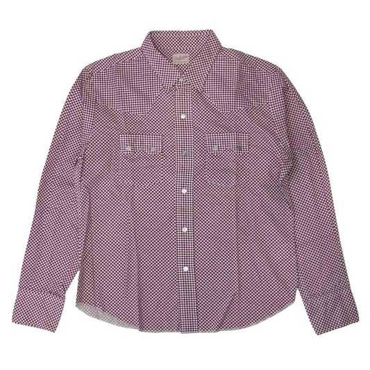 TENDERLOIN テンダーロイン T-WESTERN SHT W S/S ウエスタン チェック シャツ エンジ系 ホワイト系 XS【中古】