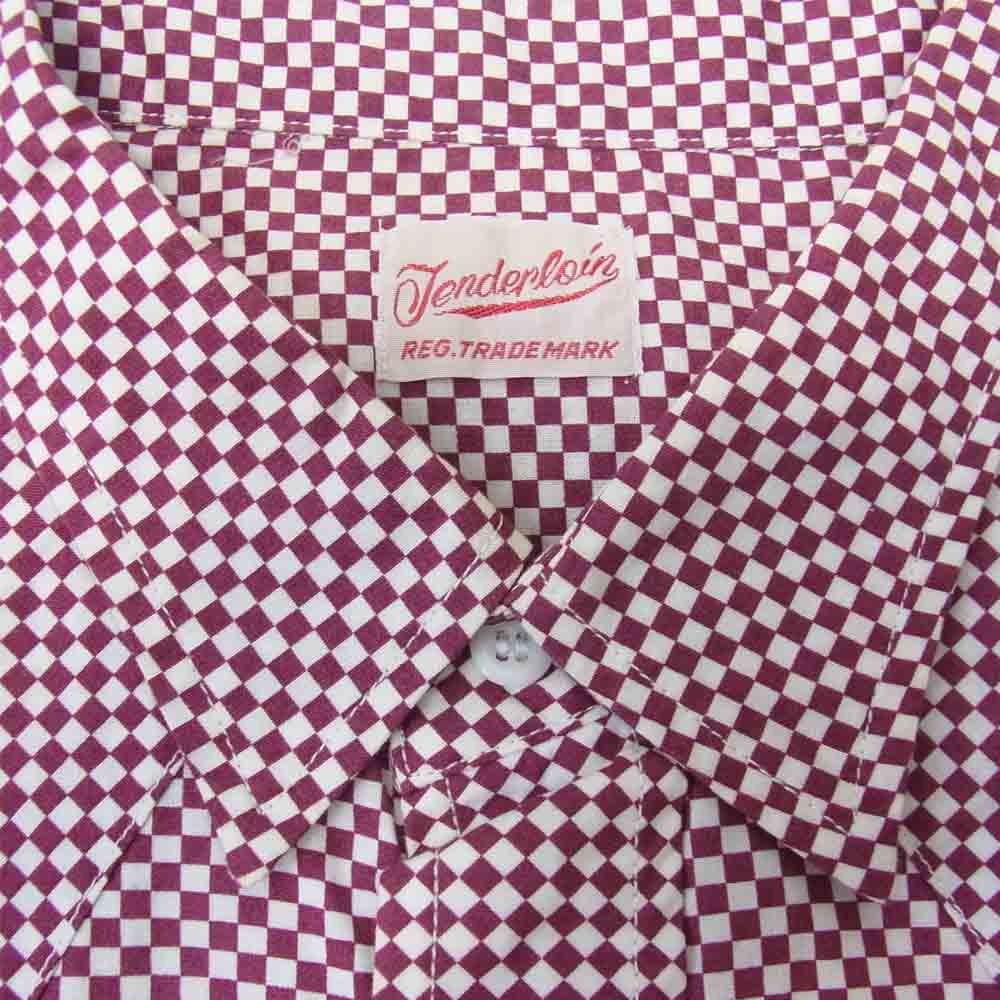 TENDERLOIN テンダーロイン T-WESTERN SHT W S/S ウエスタン チェック シャツ エンジ系 ホワイト系 XS【中古】