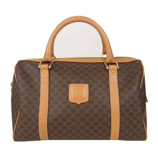 CELINE セリーヌ マカダム ミニ ボストン ハンドバッグ ブラウン系【中古】
