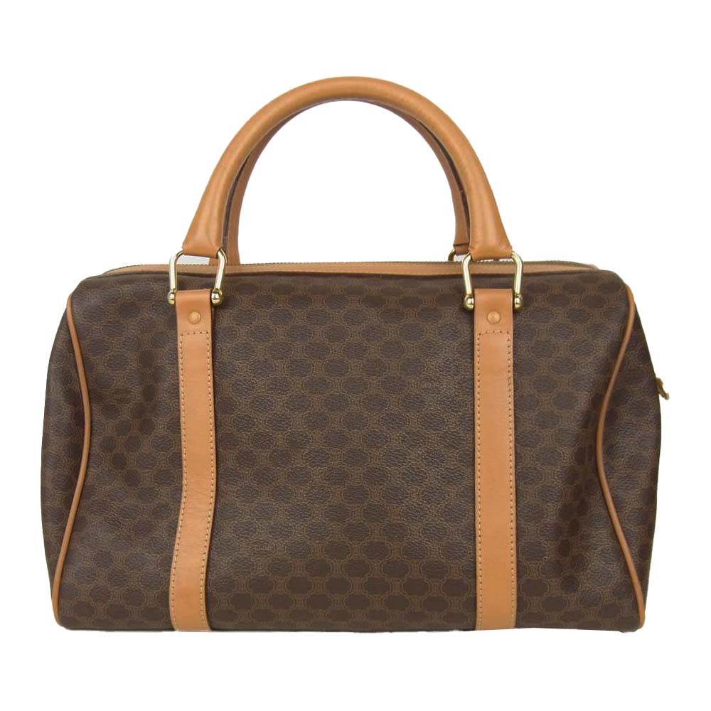 CELINE セリーヌ マカダム ミニ ボストン ハンドバッグ ブラウン系【中古】