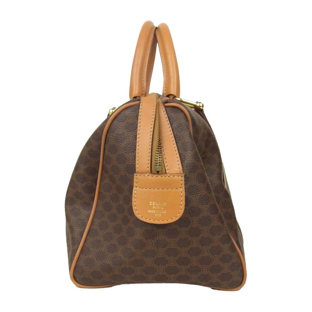 CELINE セリーヌ マカダム ミニ ボストン ハンドバッグ ブラウン系【中古】