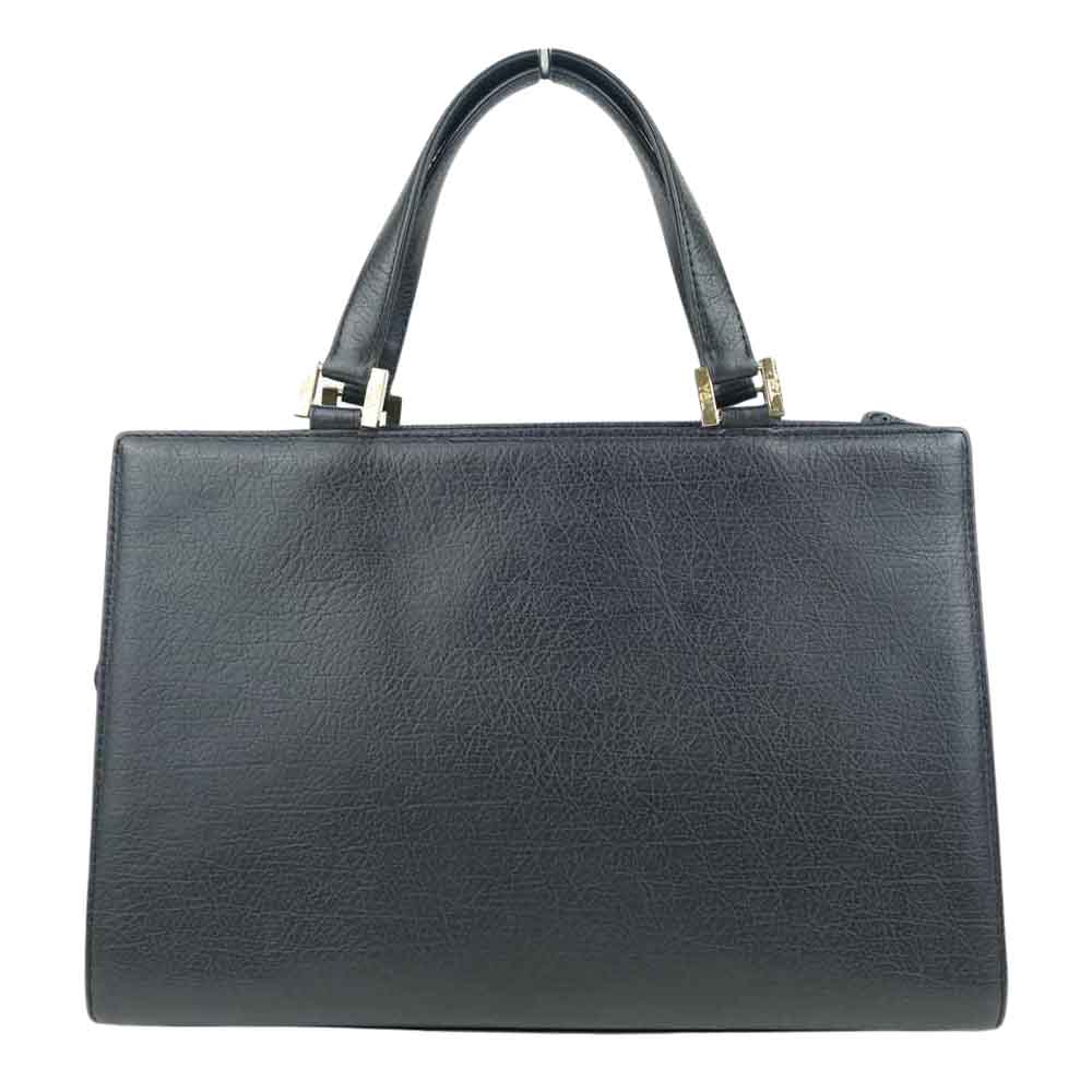 YVES SAINT LAURENT イヴサンローラン ヴィンテージ YSL ロゴ ステッチ ハンドバッグ ブラック系【中古】