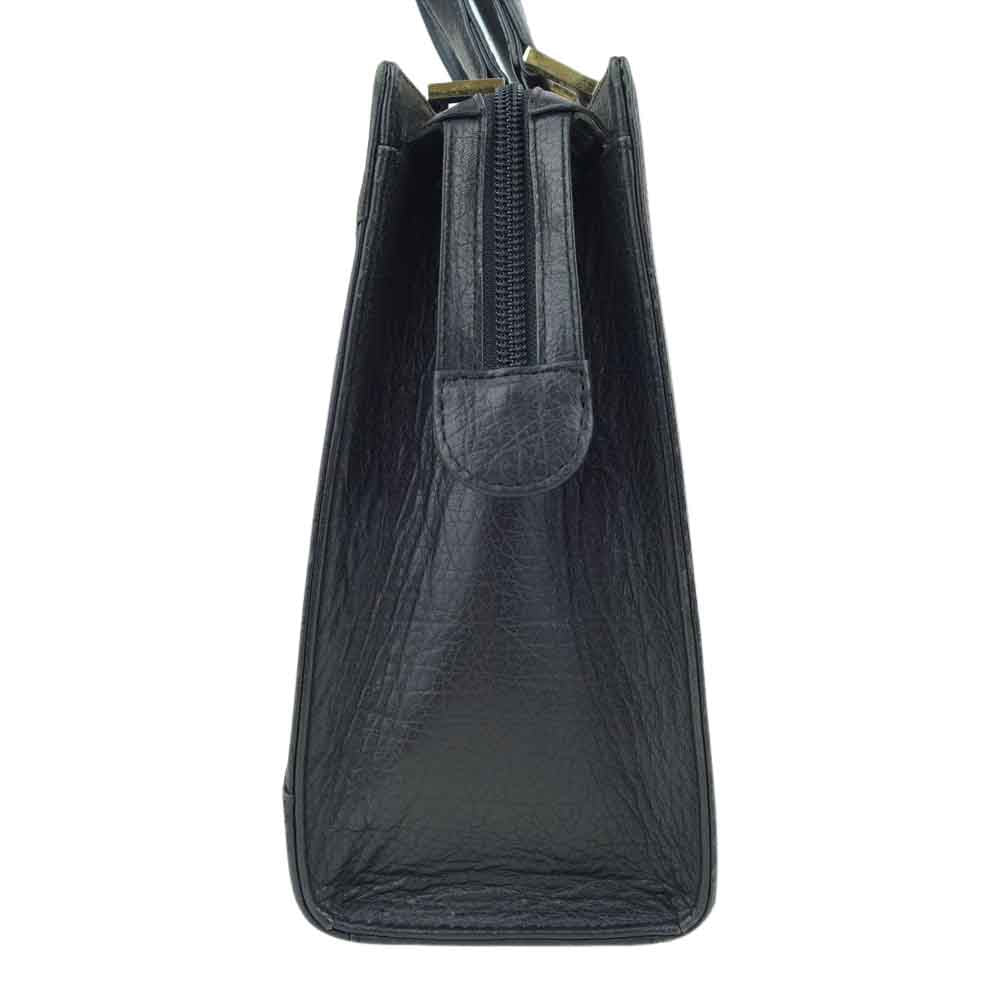 YVES SAINT LAURENT イヴサンローラン ヴィンテージ YSL ロゴ ステッチ ハンドバッグ ブラック系【中古】