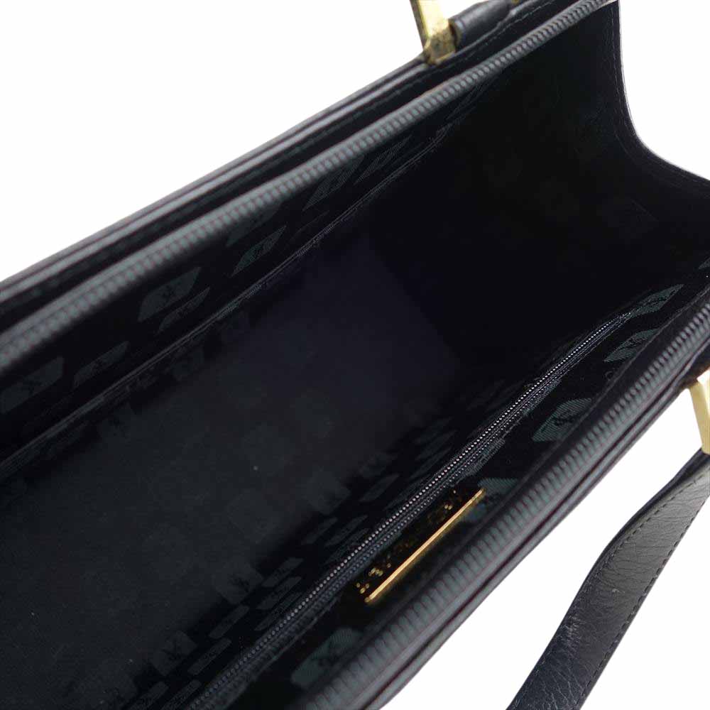 YVES SAINT LAURENT イヴサンローラン ヴィンテージ YSL ロゴ ステッチ ハンドバッグ ブラック系【中古】