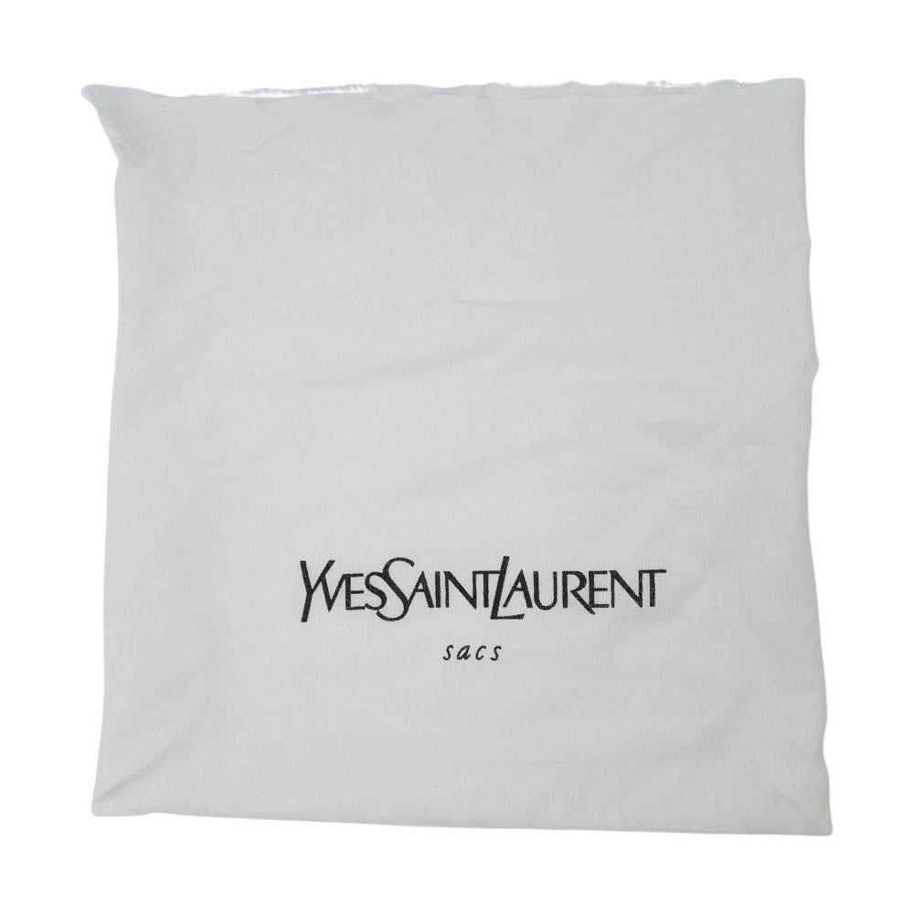 YVES SAINT LAURENT イヴサンローラン ヴィンテージ YSL ロゴ ステッチ ハンドバッグ ブラック系【中古】