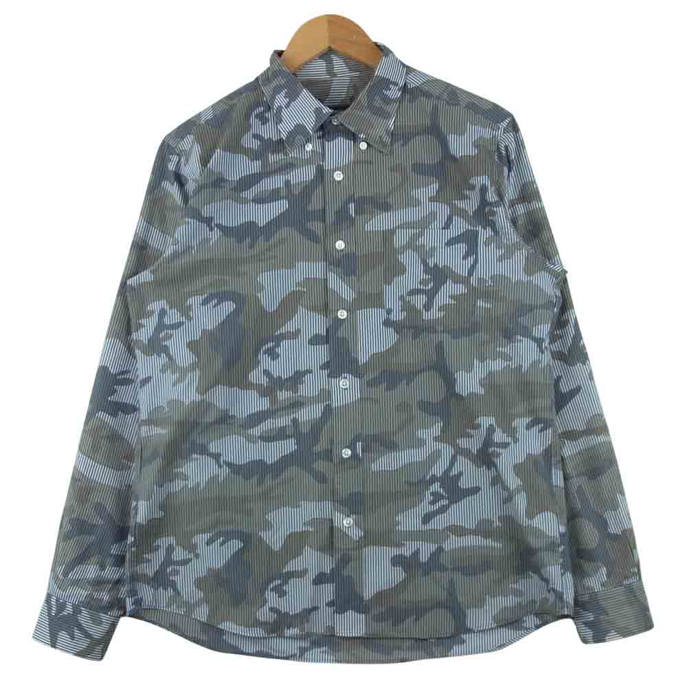 SOPH ソフ SOPH-160108 CAMOUFLAGE OVER PRINT B.D SHIRT カモ ボタンダウン 長袖 シャツ グレー系 L【中古】