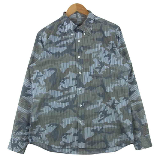 SOPH ソフ SOPH-160108 CAMOUFLAGE OVER PRINT B.D SHIRT カモ ボタンダウン 長袖 シャツ グレー系 L【中古】