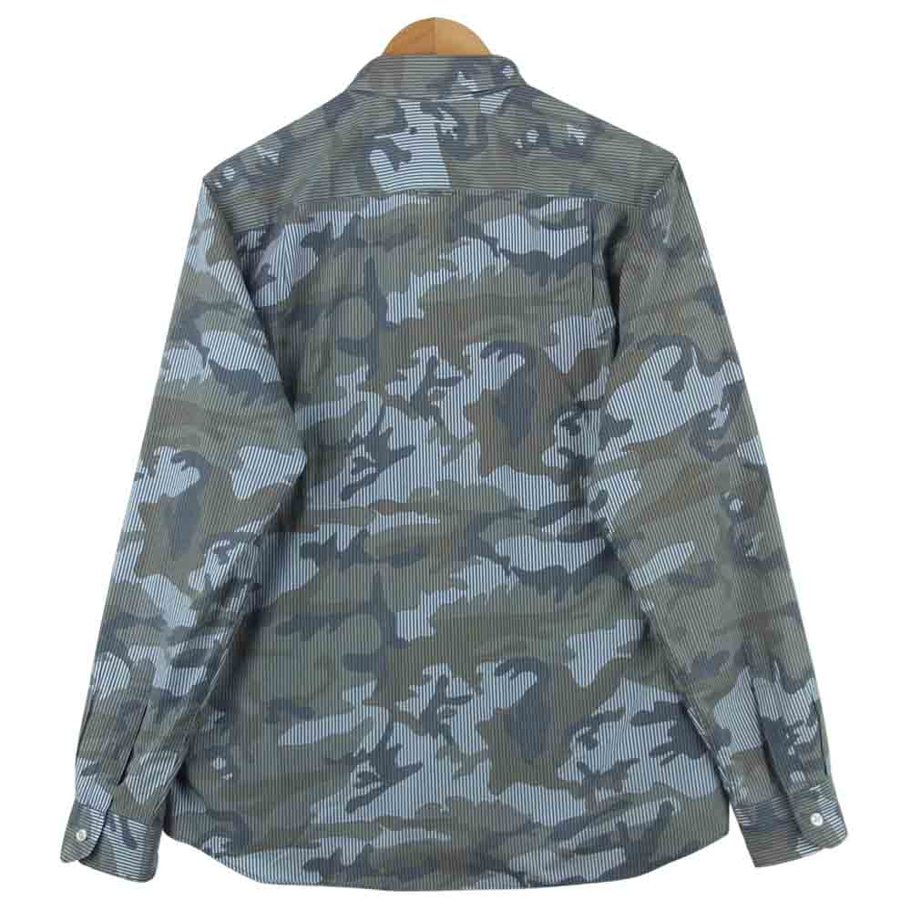 SOPH ソフ SOPH-160108 CAMOUFLAGE OVER PRINT B.D SHIRT カモ ボタンダウン 長袖 シャツ グレー系 L【中古】