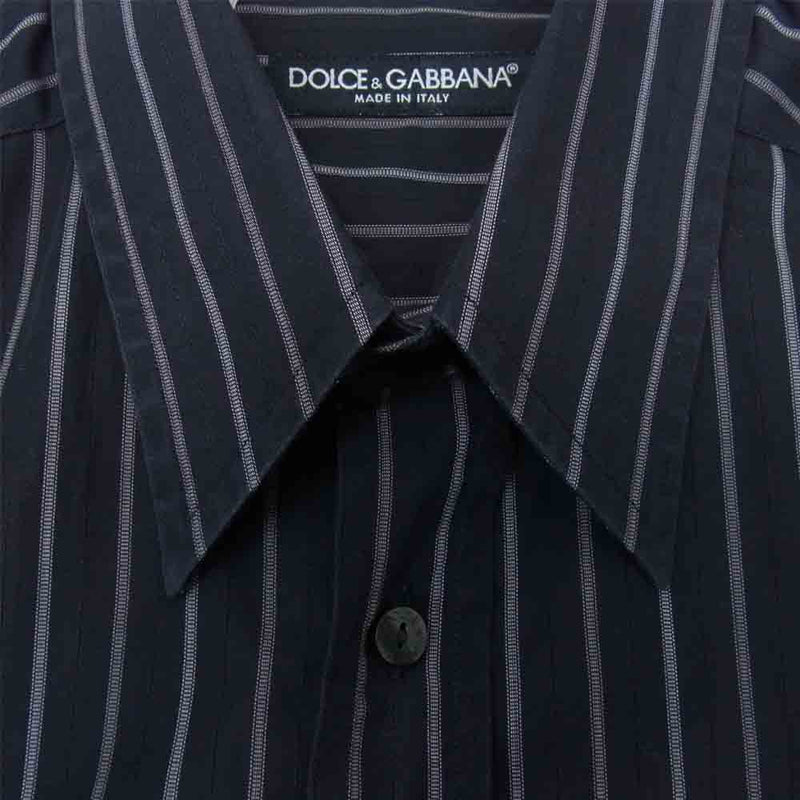 DOLCE&GABBANA ドルチェアンドガッバーナ ストライプ デザイン 長袖 シャツ ブラック系 40【中古】