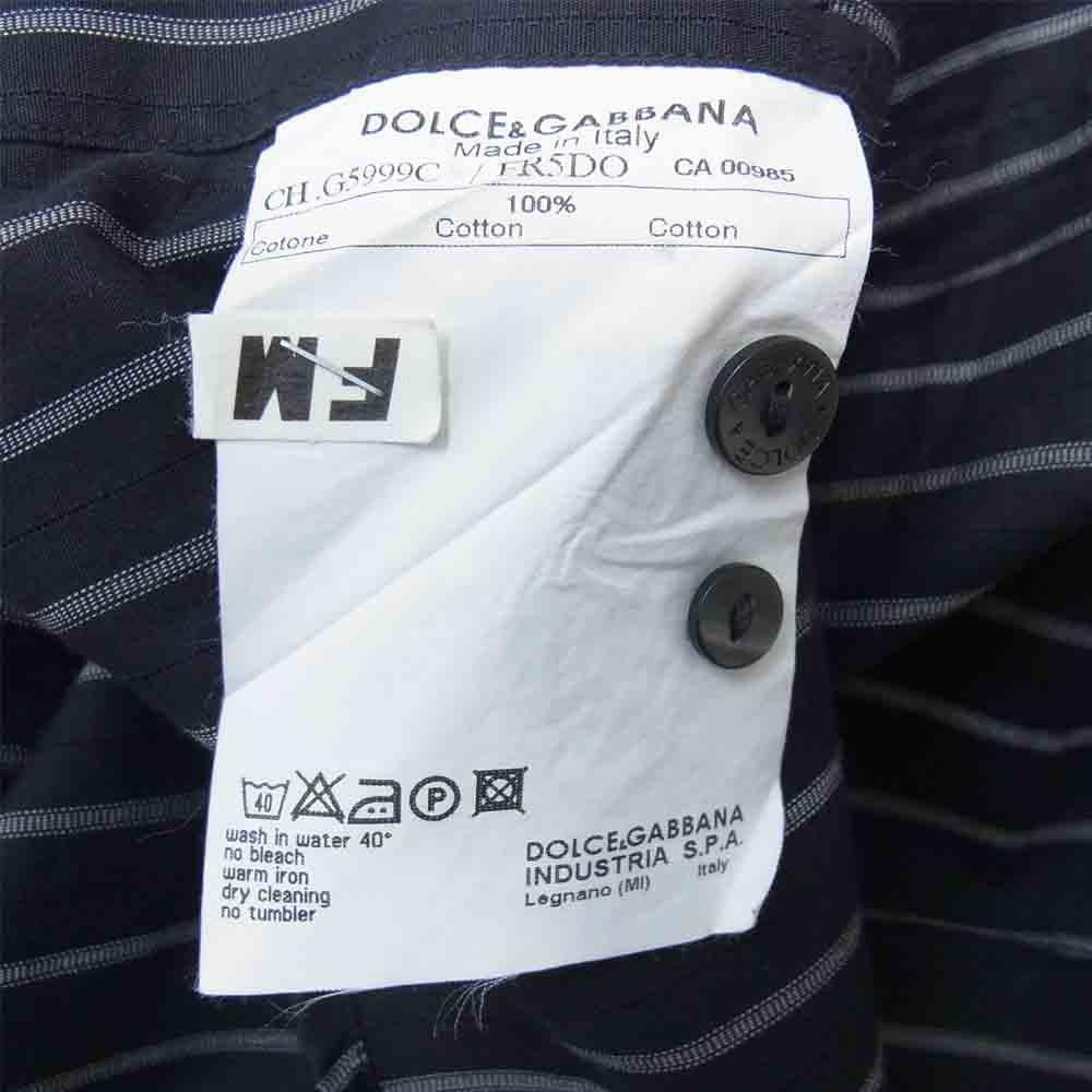 DOLCE&GABBANA ドルチェアンドガッバーナ ストライプ デザイン 長袖 シャツ ブラック系 40【中古】