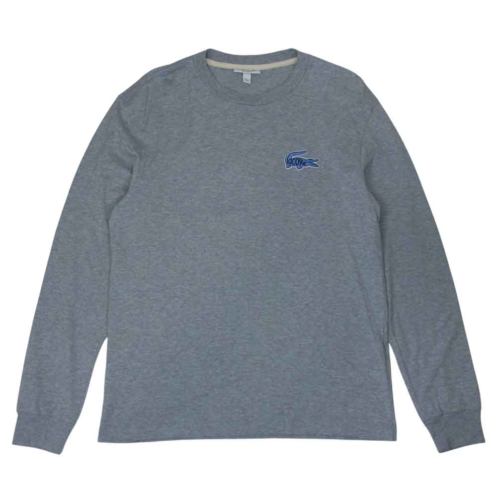 LACOSTE ラコステ TH0050 ロゴ クルーネック ロンT 長袖 Tシャツ グレー系 S【中古】