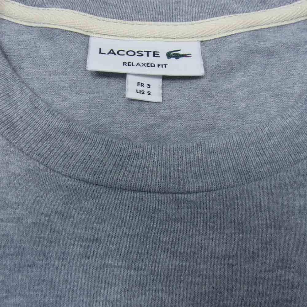 LACOSTE ラコステ TH0050 ロゴ クルーネック ロンT 長袖 Tシャツ グレー系 S【中古】