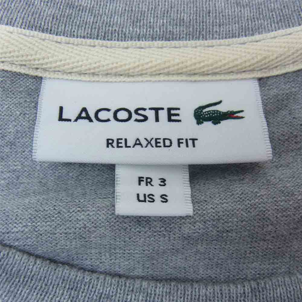 LACOSTE ラコステ TH0050 ロゴ クルーネック ロンT 長袖 Tシャツ グレー系 S【中古】