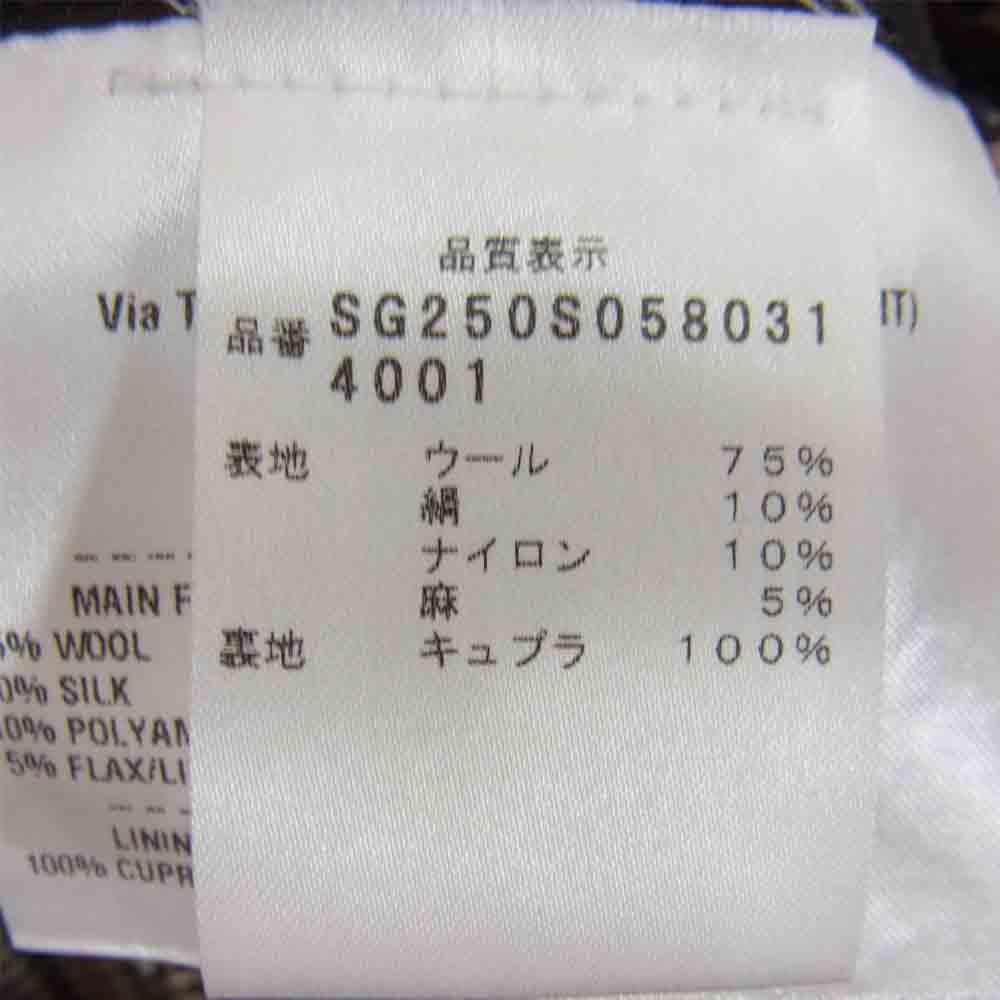 サルトリア NAPOLI イタリア製 シルク混 2B チェック テーラード ジャケット ブラウン系 サイズ表記無【中古】