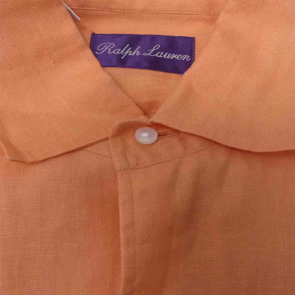 RALPH LAUREN ラルフローレン purple Label パープルレーベル リネン 長袖 シャツ オレンジ系 S【中古】