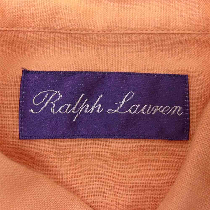 RALPH LAUREN ラルフローレン purple Label パープルレーベル リネン 長袖 シャツ オレンジ系 S【中古】