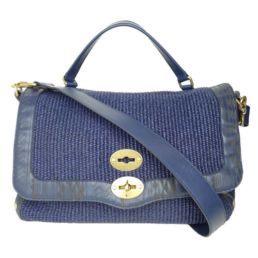 ZANELLATO ザネラート 42280979 国内正規品 POSTINA 編み込み 2WAY ショルダー バッグ ネイビー系【中古】