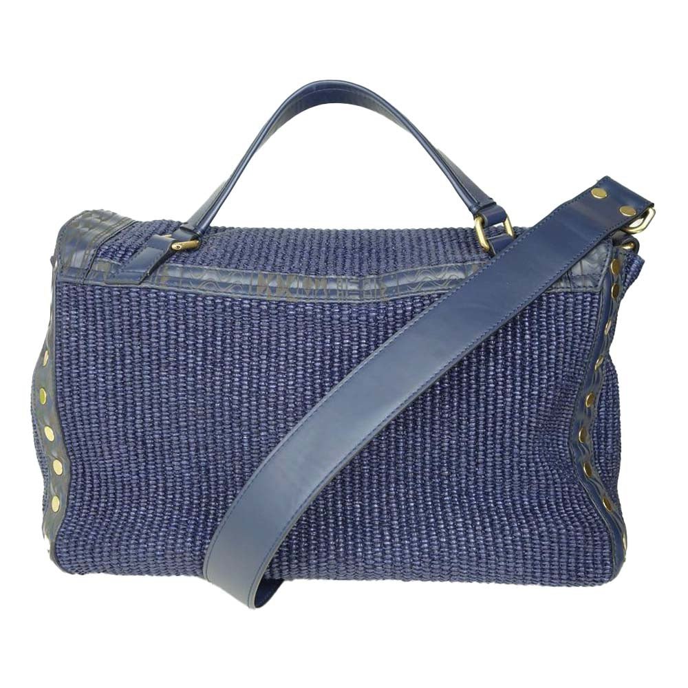 ZANELLATO ザネラート 42280979 国内正規品 POSTINA 編み込み 2WAY ショルダー バッグ ネイビー系【中古】
