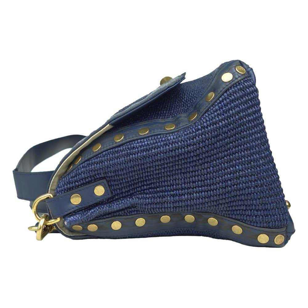 ZANELLATO ザネラート 42280979 国内正規品 POSTINA 編み込み 2WAY ショルダー バッグ ネイビー系【中古】