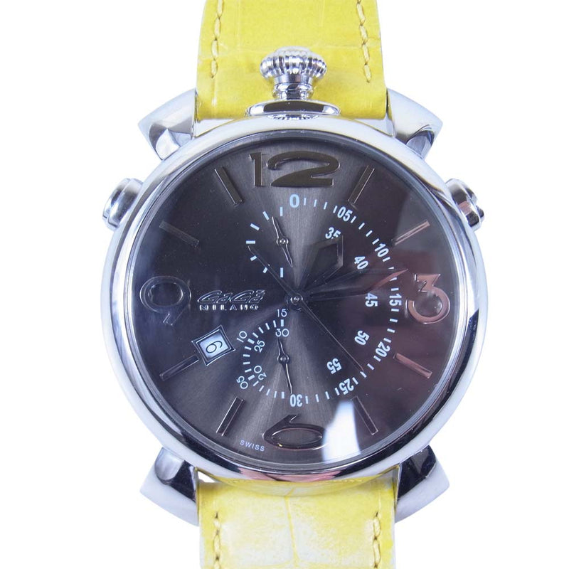 ガガミラノ 5097 THIN CHRONO シンクロノ クォーツ 時計 腕時計 イエロー系【中古】