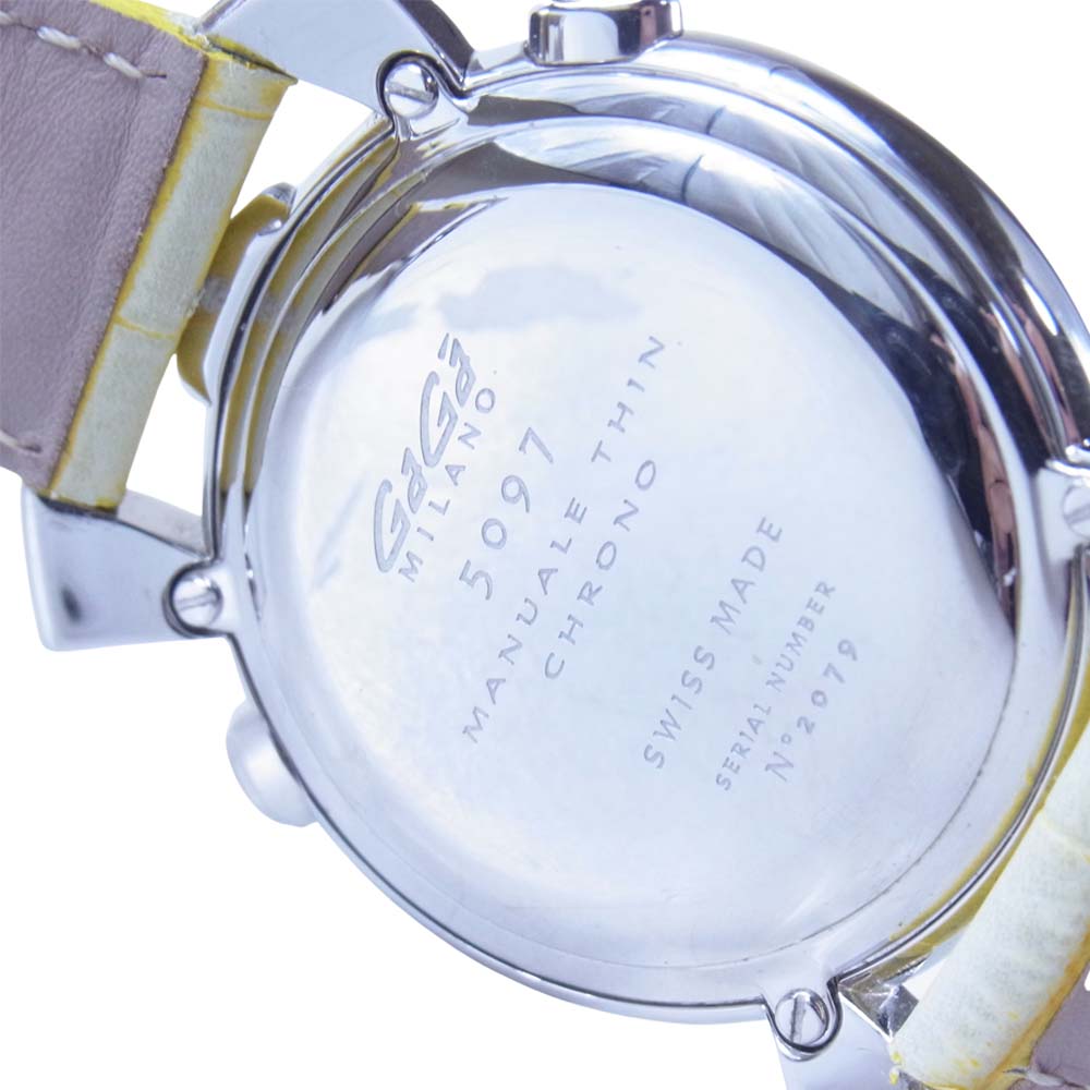ガガミラノ 5097 THIN CHRONO シンクロノ クォーツ 時計 腕時計 イエロー系【中古】