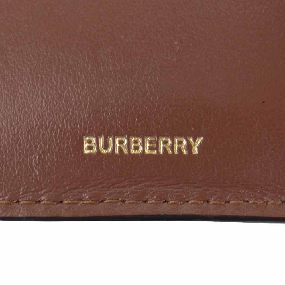 BURBERRY バーバリー TB モノグラム ストライプ キャンバス ウォレット 三つ折り財布 ブラウン系【中古】