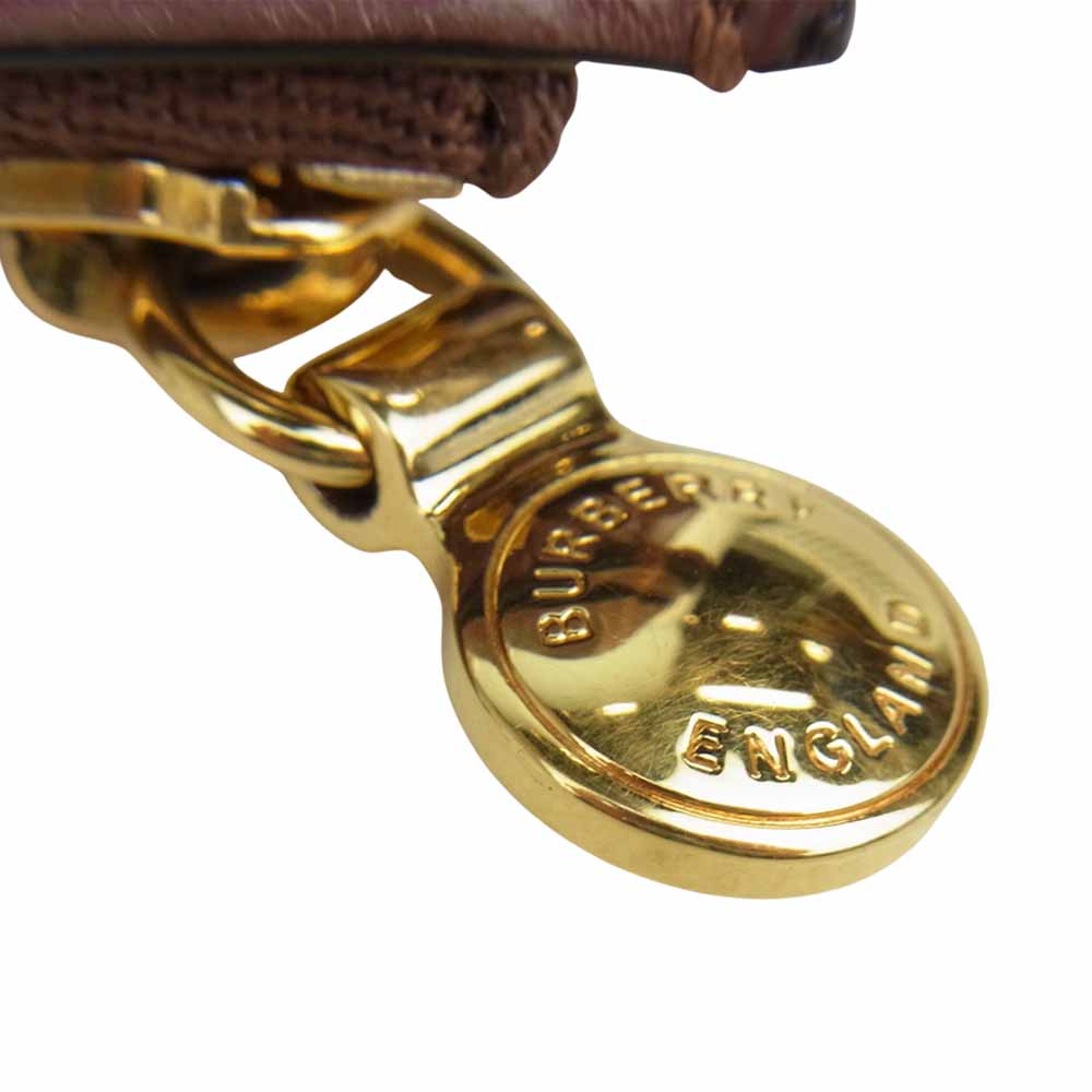BURBERRY バーバリー TB モノグラム ストライプ キャンバス ウォレット 三つ折り財布 ブラウン系【中古】