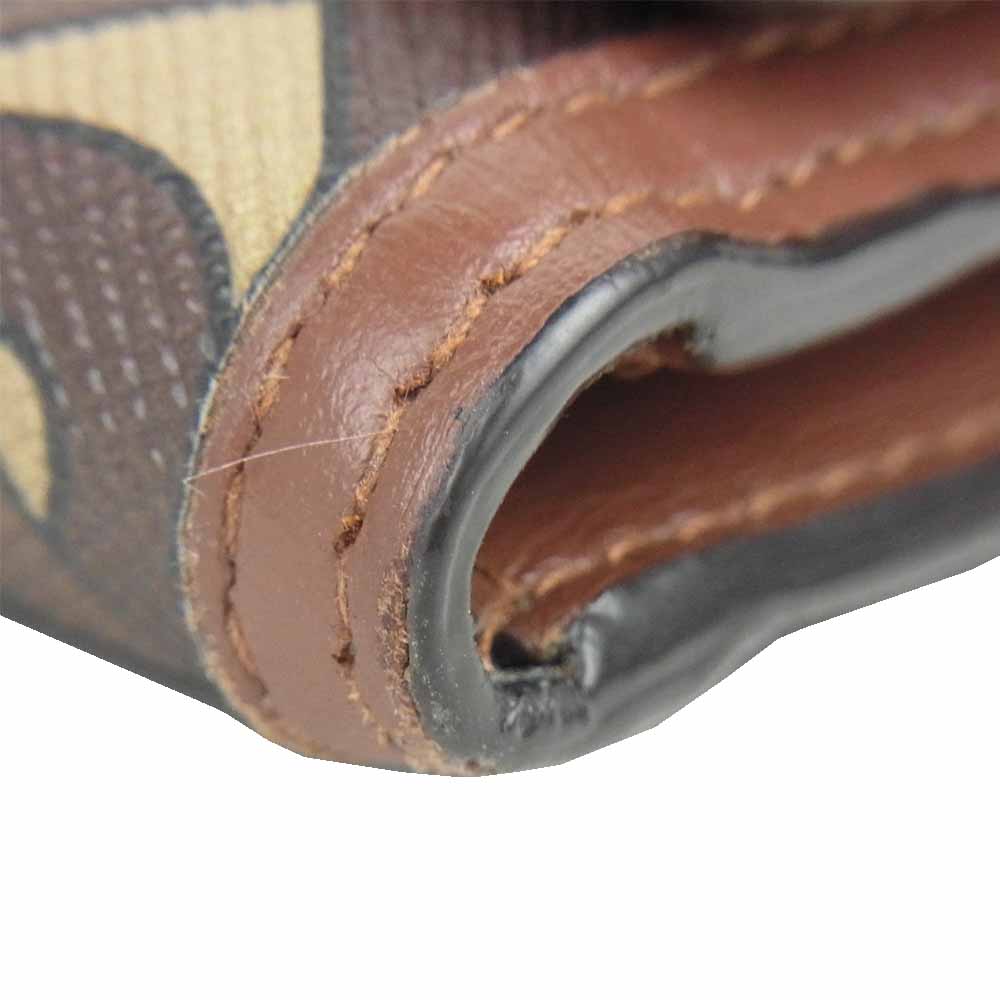 BURBERRY バーバリー TB モノグラム ストライプ キャンバス ウォレット 三つ折り財布 ブラウン系【中古】